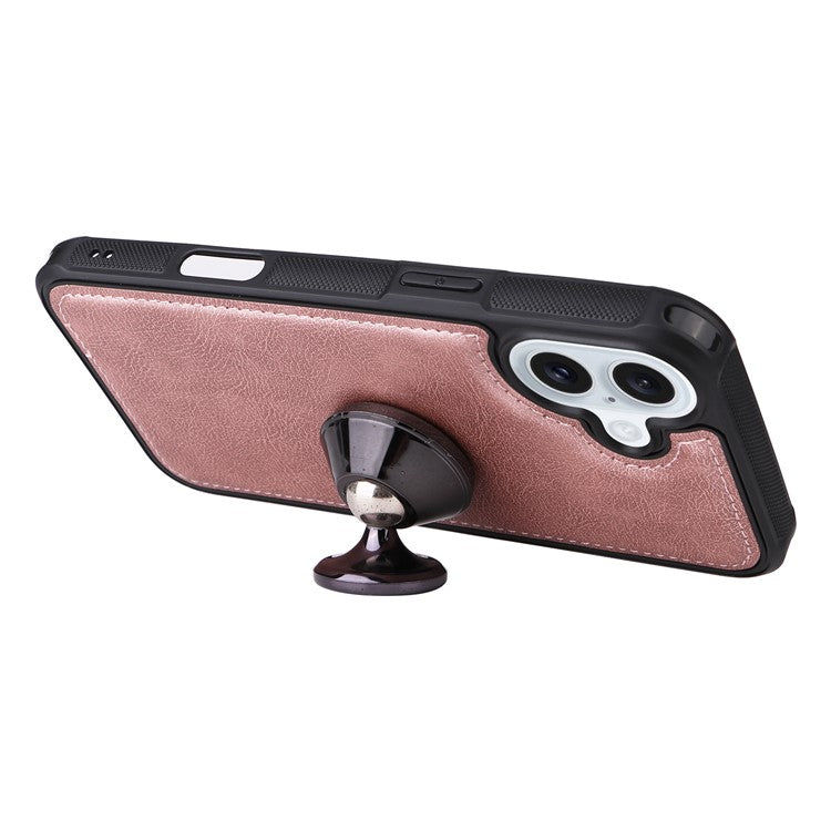 KT Multi-Functional Series-4 for iPhone 16 Plus Case Detachable PU Leather Zipper Flip Wallet Phone Cover - Rose Gold