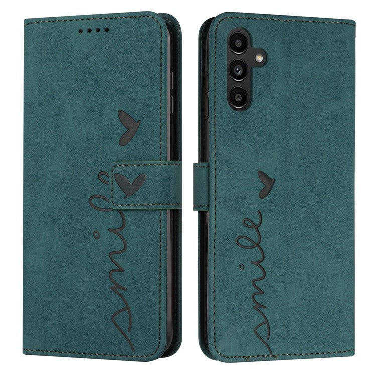 For Samsung Galaxy M35 5G Case Viewing Stand PU Leather Phone Cover Imprinted Pattern - Green