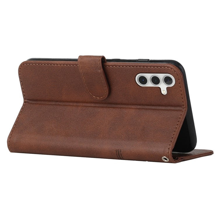For Samsung Galaxy M35 5G Case Stand Flip Protective Leather Phone Cover - Brown
