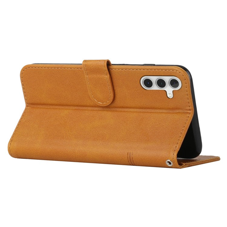 For Samsung Galaxy M35 5G Case Stand Flip Protective Leather Phone Cover - Yellow