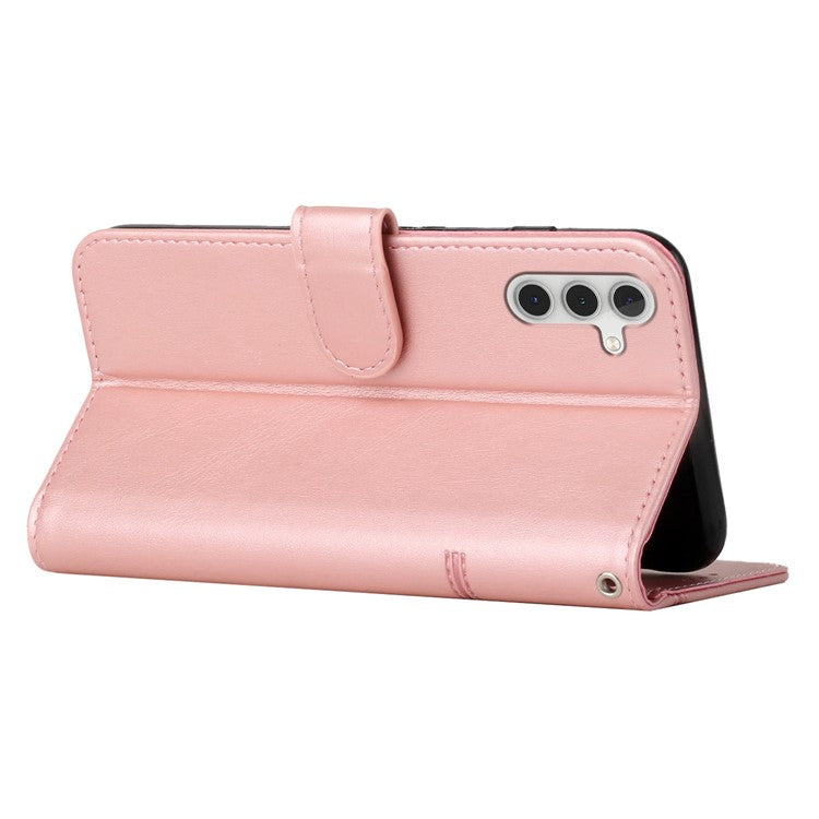 For Samsung Galaxy M35 5G Case Stand Flip Protective Leather Phone Cover - Rose Gold