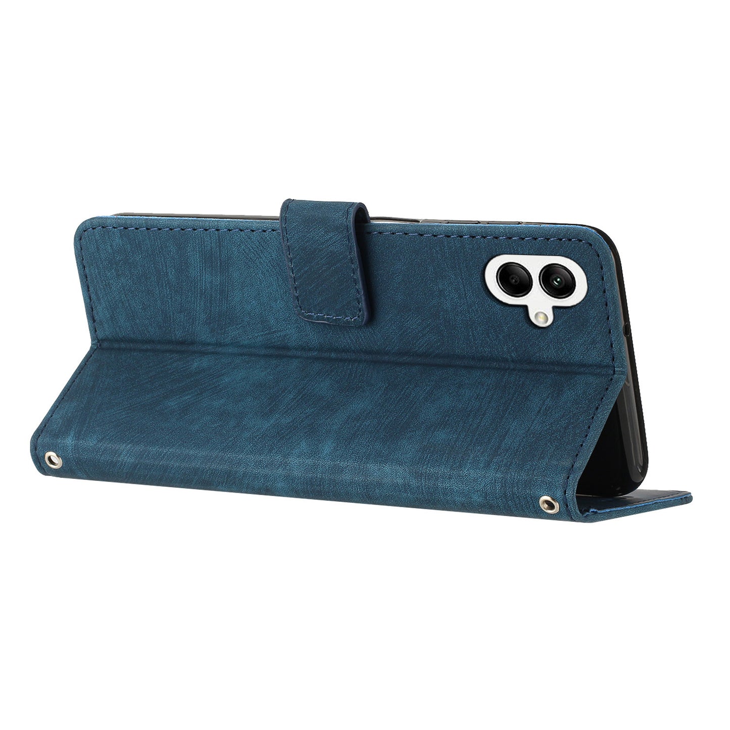 For Samsung Galaxy A06 Case Imprinted Lines Leather Phone Cover Bookstyle Folding Stand - Sapphire
