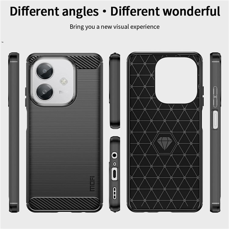 MOFI JK TPU Series-1 For Oppo A3x 5G Case Carbon Fiber Texture TPU Soft Phone Cover - Blue