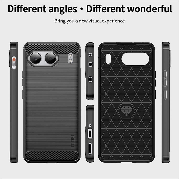 MOFI JK TPU Series-1 For OnePlus Nord 4 Case Carbon Fiber Texture TPU Soft Phone Cover - Black