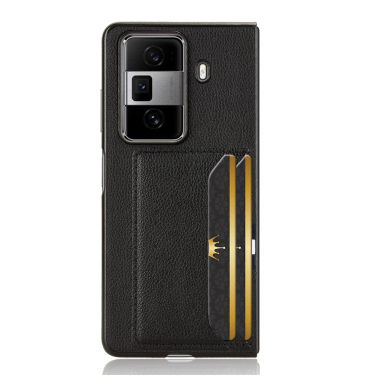 For Honor Magic Vs3 5G Case Card Holder Litchi Texture Leather+PC Folding Phone Cover - Black
