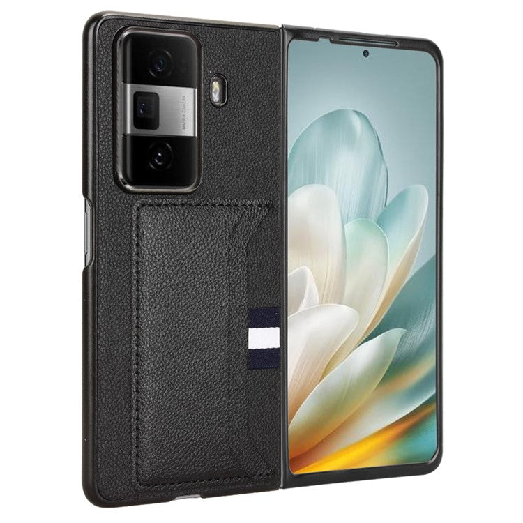 For Honor Magic Vs3 5G Case Card Holder Litchi Texture Leather+PC Folding Phone Cover - Black