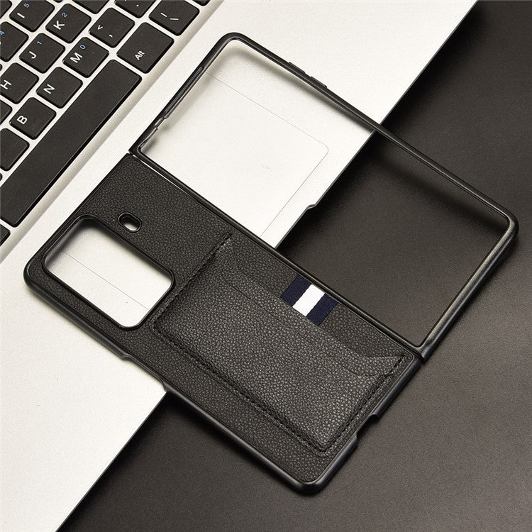 For Honor Magic Vs3 5G Case Card Holder Litchi Texture Leather+PC Folding Phone Cover - Black