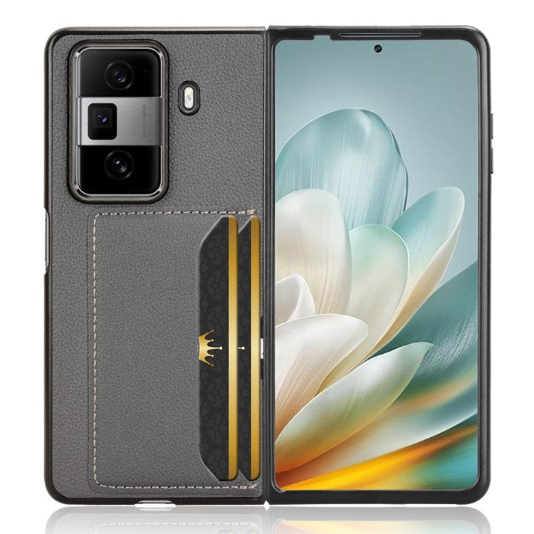 For Honor Magic Vs3 5G Case Card Holder Litchi Texture Leather+PC Folding Phone Cover - Grey