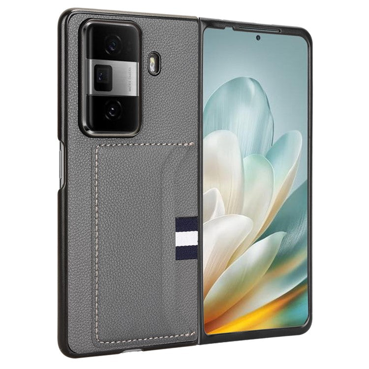 For Honor Magic Vs3 5G Case Card Holder Litchi Texture Leather+PC Folding Phone Cover - Grey