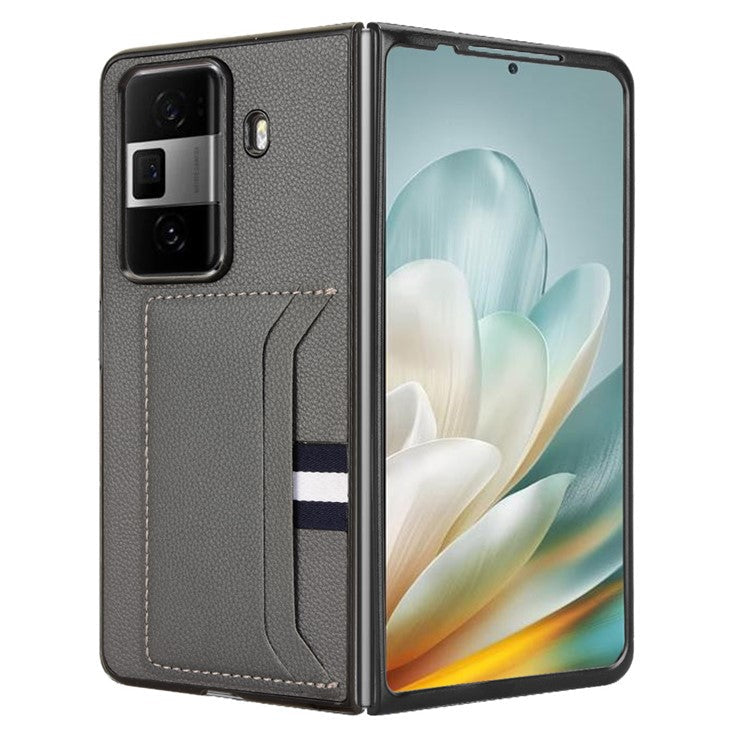 For Honor Magic Vs3 5G Case Card Holder Litchi Texture Leather+PC Folding Phone Cover - Grey