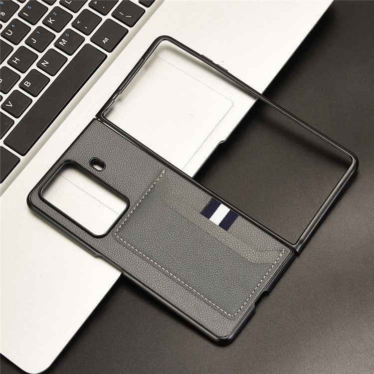 For Honor Magic Vs3 5G Case Card Holder Litchi Texture Leather+PC Folding Phone Cover - Grey