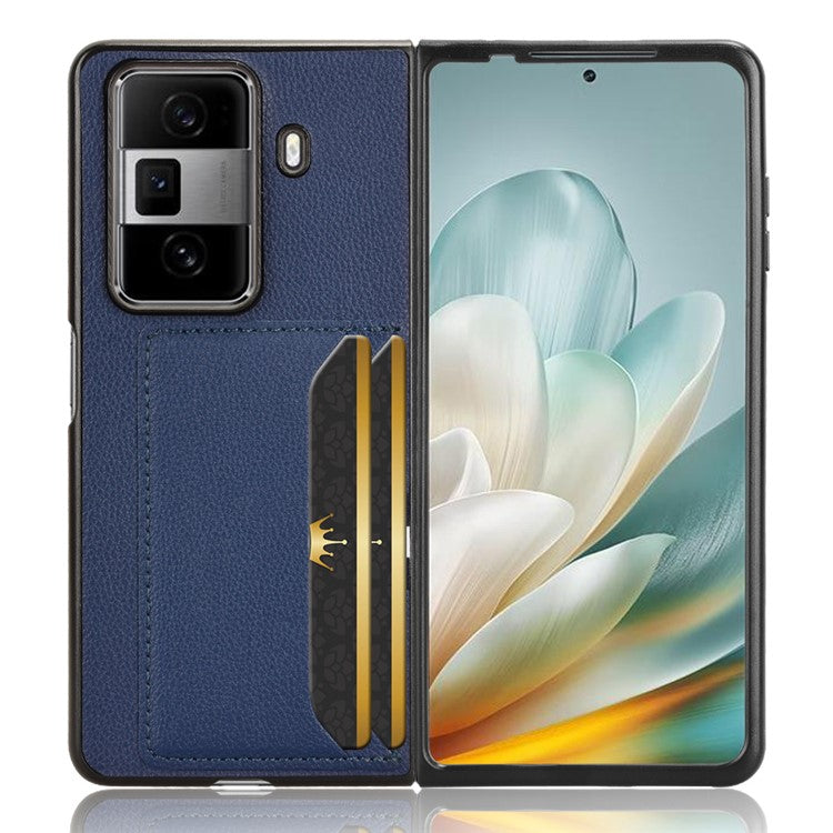 For Honor Magic Vs3 5G Case Card Holder Litchi Texture Leather+PC Folding Phone Cover - Blue