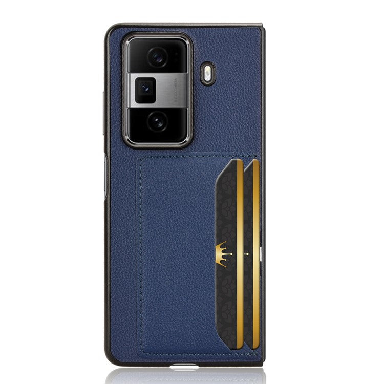 For Honor Magic Vs3 5G Case Card Holder Litchi Texture Leather+PC Folding Phone Cover - Blue