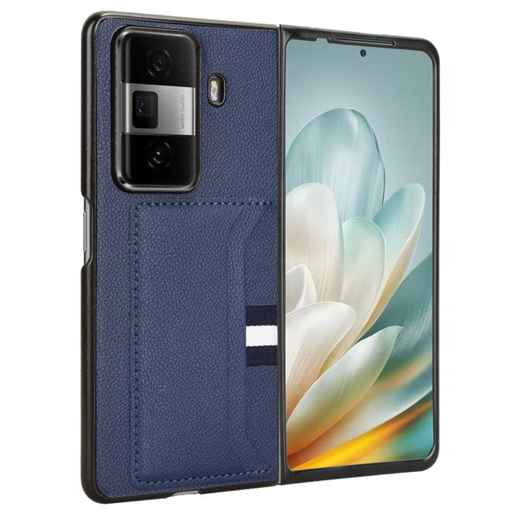For Honor Magic Vs3 5G Case Card Holder Litchi Texture Leather+PC Folding Phone Cover - Blue
