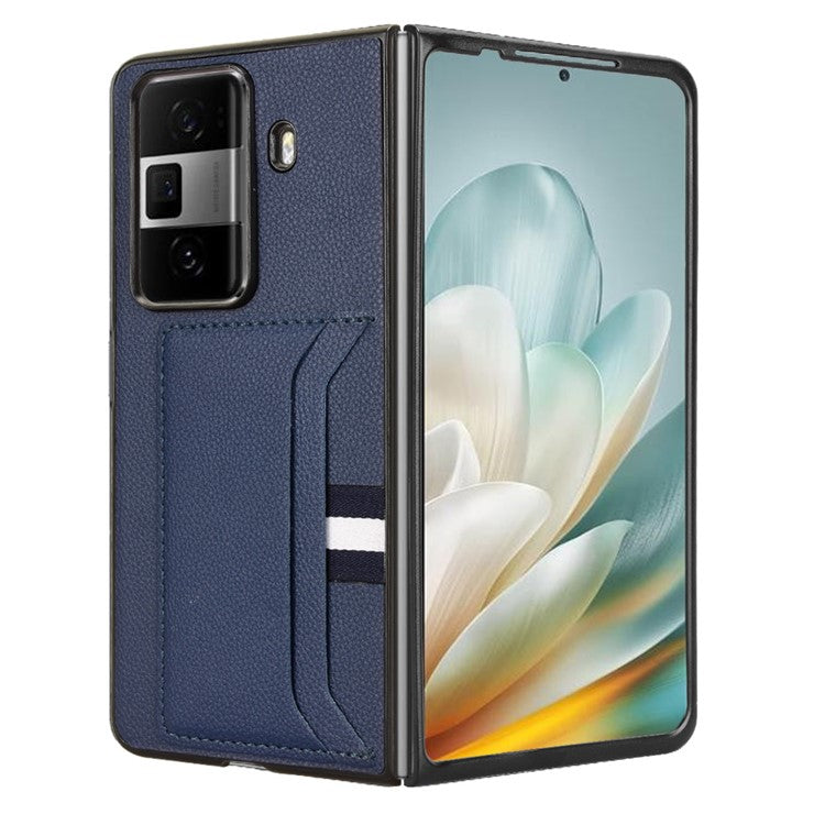 For Honor Magic Vs3 5G Case Card Holder Litchi Texture Leather+PC Folding Phone Cover - Blue