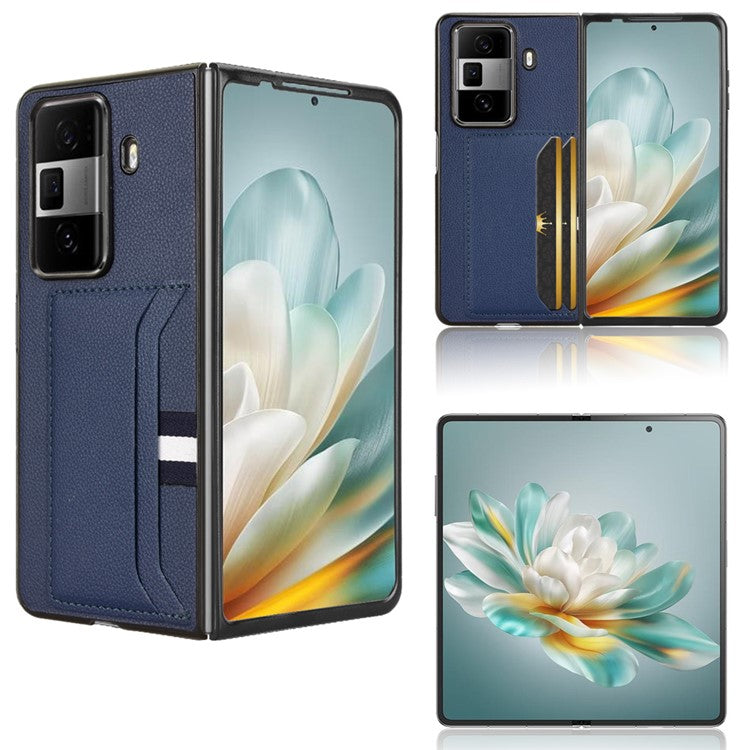 For Honor Magic Vs3 5G Case Card Holder Litchi Texture Leather+PC Folding Phone Cover - Blue