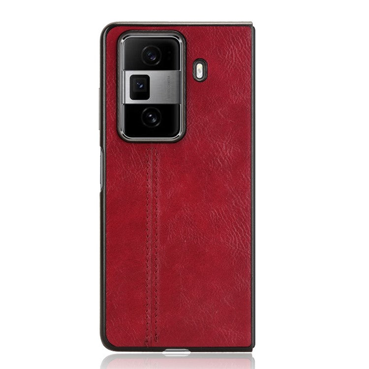 For Honor Magic Vs3 5G Case Cowhide Texture Leather+PC Phone Cover Stitching Lines - Red