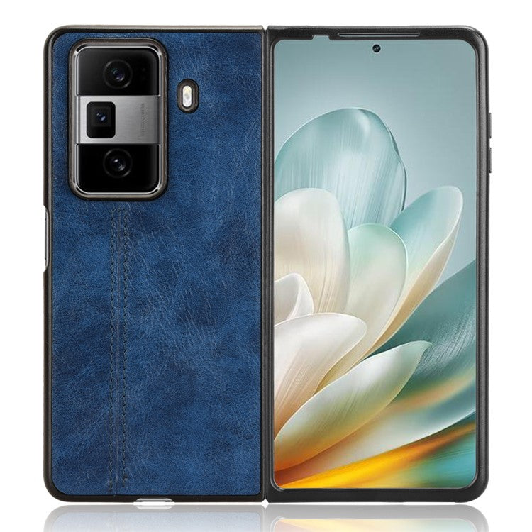 For Honor Magic Vs3 5G Case Cowhide Texture Leather+PC Phone Cover Stitching Lines - Blue