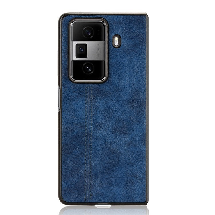 For Honor Magic Vs3 5G Case Cowhide Texture Leather+PC Phone Cover Stitching Lines - Blue