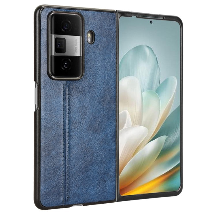 For Honor Magic Vs3 5G Case Cowhide Texture Leather+PC Phone Cover Stitching Lines - Blue