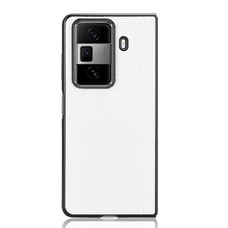 For Honor Magic Vs3 5G Case Crocodile Texture Leather Coated Hard PC Phone Cover - White