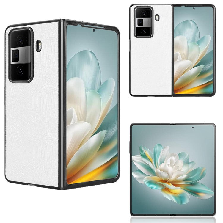 For Honor Magic Vs3 5G Case Crocodile Texture Leather Coated Hard PC Phone Cover - White