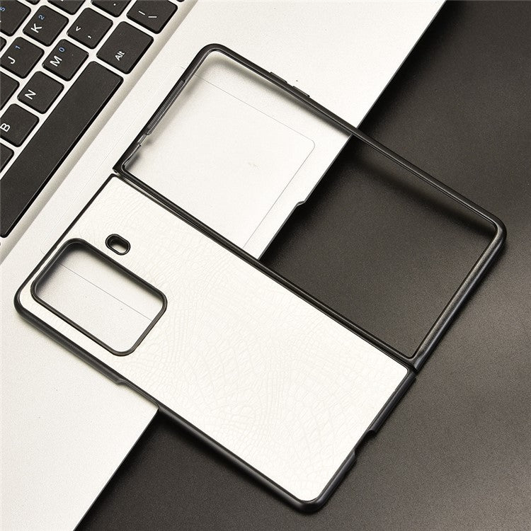 For Honor Magic Vs3 5G Case Crocodile Texture Leather Coated Hard PC Phone Cover - White