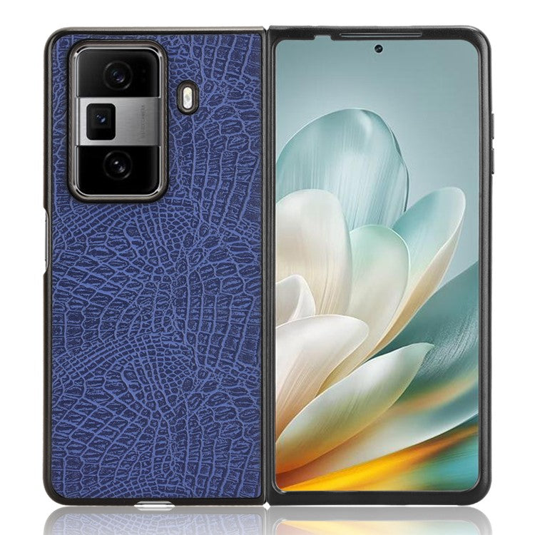 For Honor Magic Vs3 5G Case Crocodile Texture Leather Coated Hard PC Phone Cover - Blue