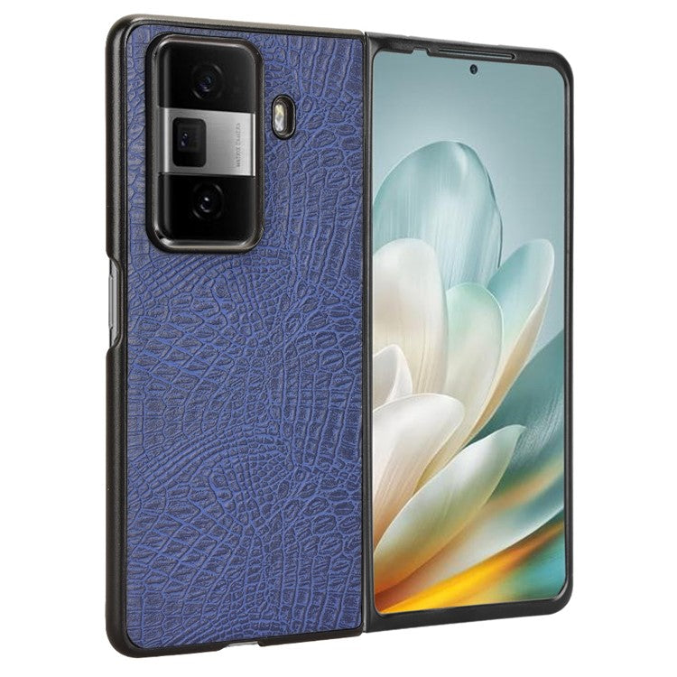 For Honor Magic Vs3 5G Case Crocodile Texture Leather Coated Hard PC Phone Cover - Blue