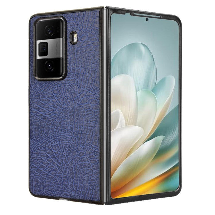 For Honor Magic Vs3 5G Case Crocodile Texture Leather Coated Hard PC Phone Cover - Blue