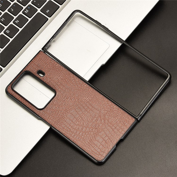 For Honor Magic Vs3 5G Case Crocodile Texture Leather Coated Hard PC Phone Cover - Brown