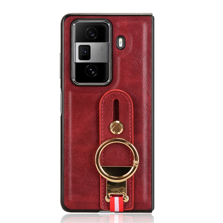 For Honor Magic Vs3 5G Case Leather+PC+TPU Wristband Cover with Bottle Opener Ring - Red