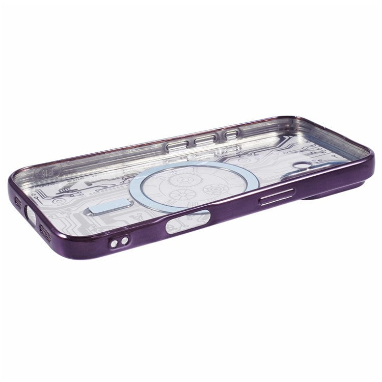 AR Series For iPhone 16 Plus Case Compatible with MagSafe Gear Design TPU Phone Cover with Lens Film - Purple