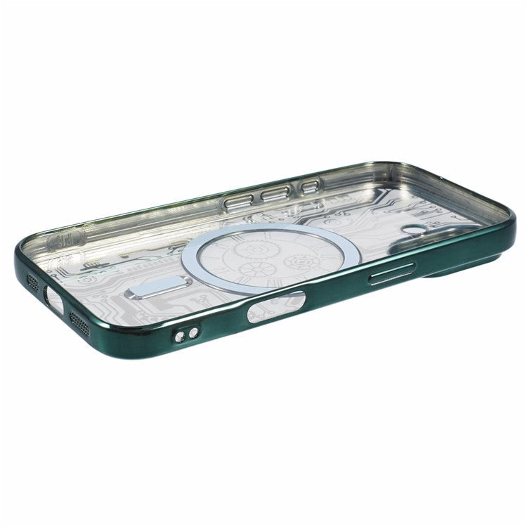 AR Series For iPhone 16 Plus Case Compatible with MagSafe Gear Design TPU Phone Cover with Lens Film - Green