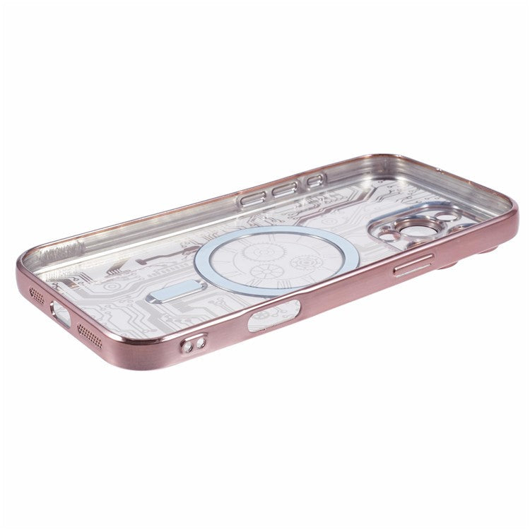 AR Series For iPhone 16 Pro Case Compatible with MagSafe Gear Design TPU Phone Cover with Lens Film - Rose Gold