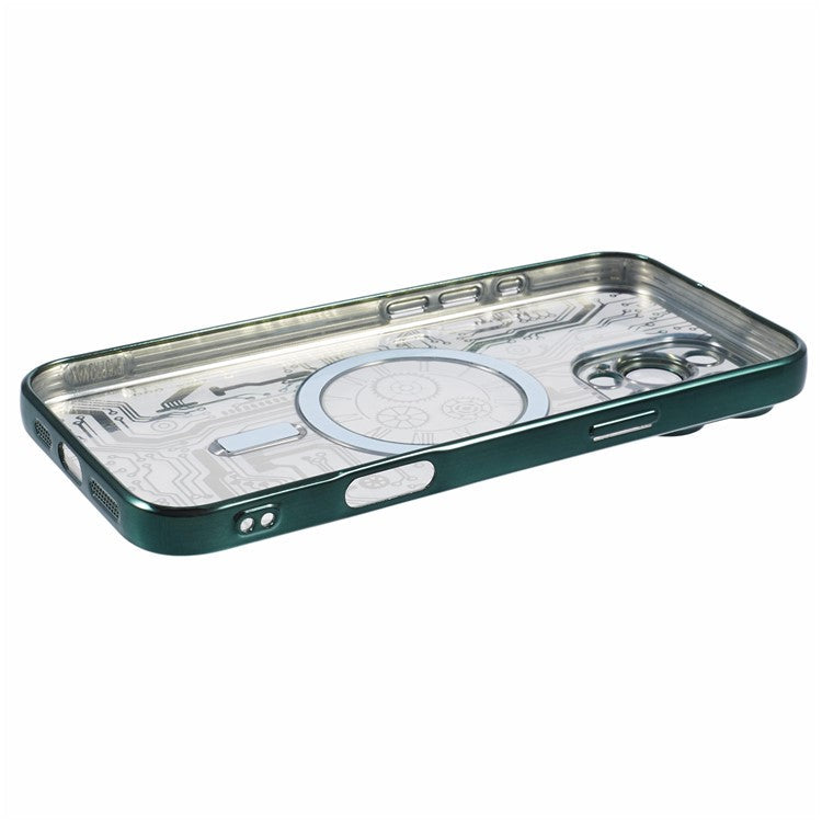 AR Series For iPhone 16 Pro Case Compatible with MagSafe Gear Design TPU Phone Cover with Lens Film - Green
