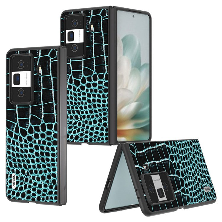 ABEEL For Honor Magic Vs3 5G Case Genuine Cow Leather Back Phone Cover Crocodile Texture - Midnight Green
