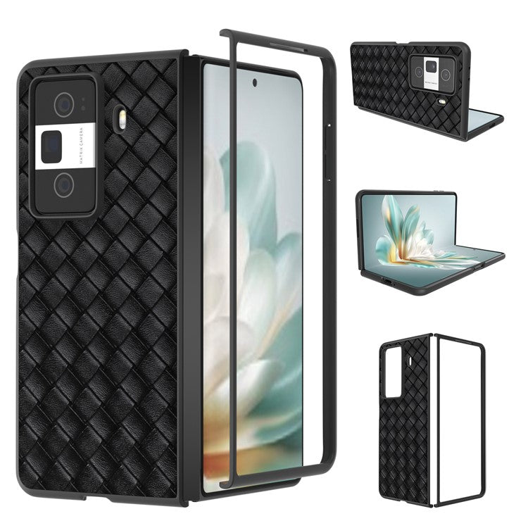 For Honor Magic Vs3 5G Case Woven Texture PU Leather Coated PC Mobile Phone Cover - Black