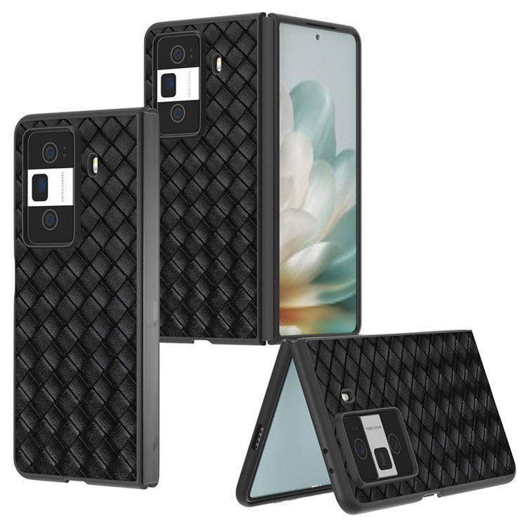 For Honor Magic Vs3 5G Case Woven Texture PU Leather Coated PC Mobile Phone Cover - Black
