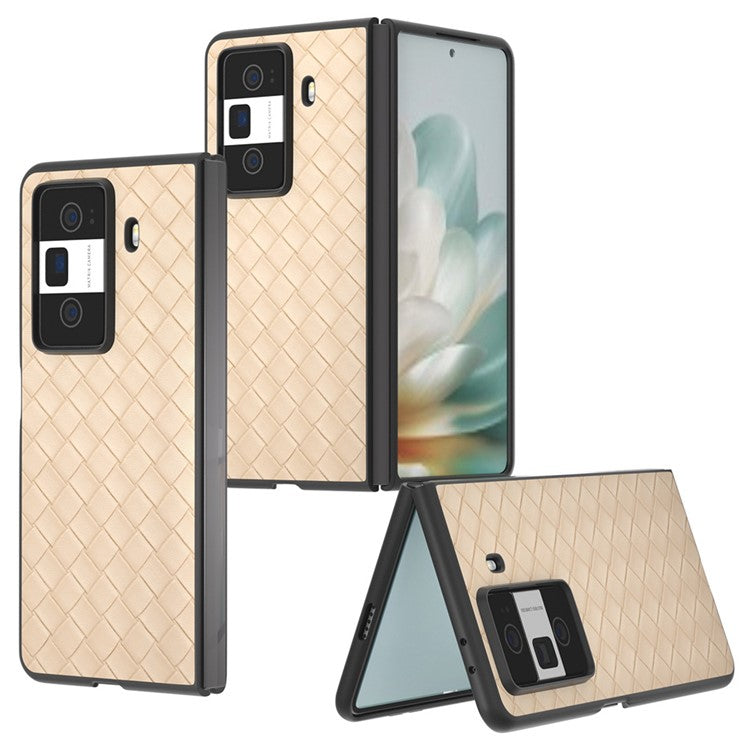 For Honor Magic Vs3 5G Case Woven Texture PU Leather Coated PC Mobile Phone Cover - Beige