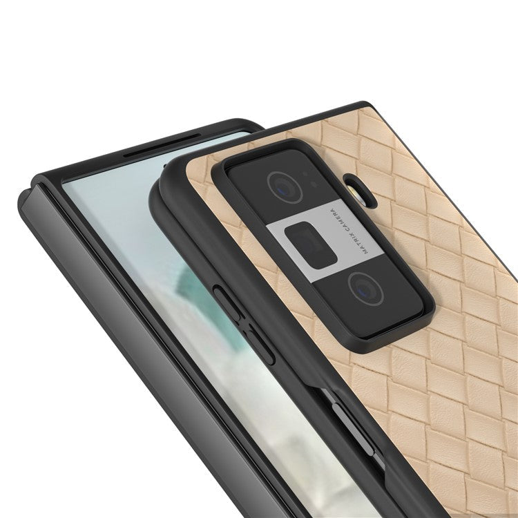 For Honor Magic Vs3 5G Case Woven Texture PU Leather Coated PC Mobile Phone Cover - Beige