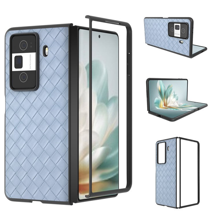 For Honor Magic Vs3 5G Case Woven Texture PU Leather Coated PC Mobile Phone Cover - Baby Blue
