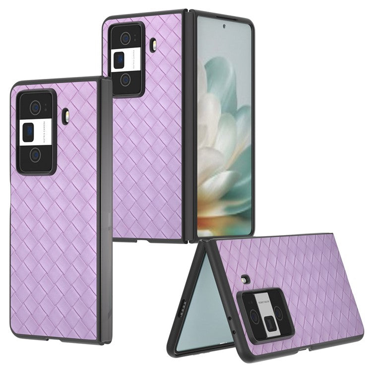 For Honor Magic Vs3 5G Case Woven Texture PU Leather Coated PC Mobile Phone Cover - Purple