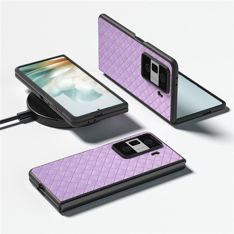 For Honor Magic Vs3 5G Case Woven Texture PU Leather Coated PC Mobile Phone Cover - Purple