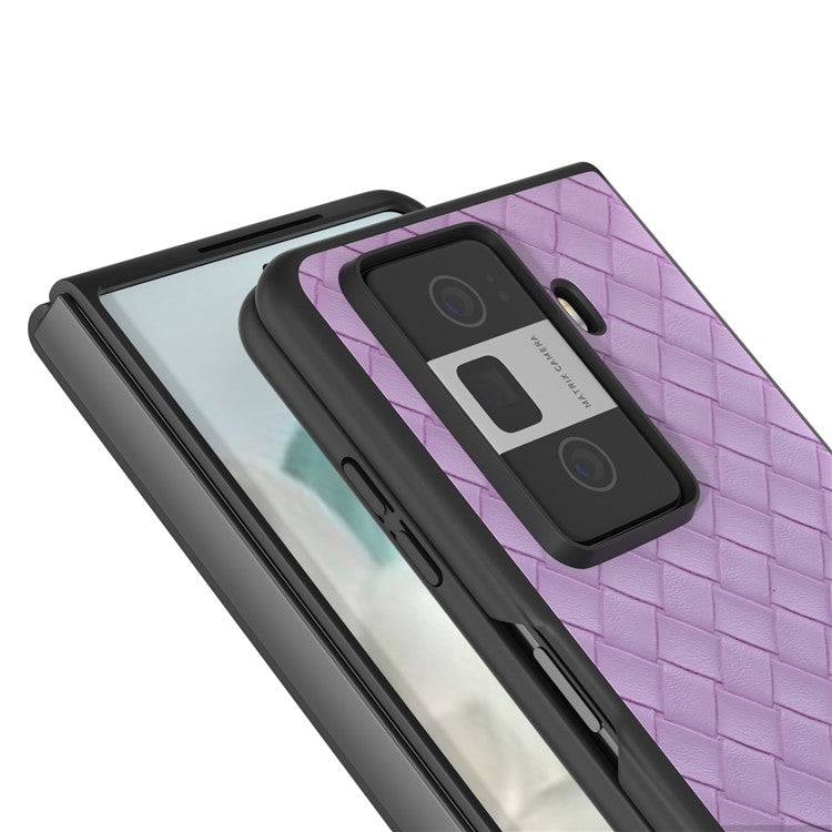 For Honor Magic Vs3 5G Case Woven Texture PU Leather Coated PC Mobile Phone Cover - Purple