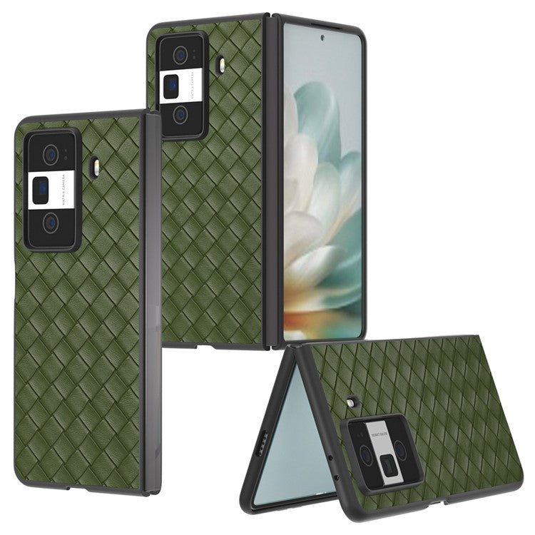 For Honor Magic Vs3 5G Case Woven Texture PU Leather Coated PC Mobile Phone Cover - Green