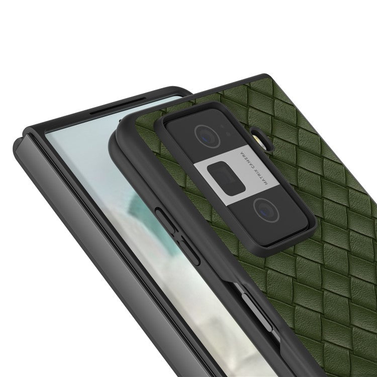 For Honor Magic Vs3 5G Case Woven Texture PU Leather Coated PC Mobile Phone Cover - Green
