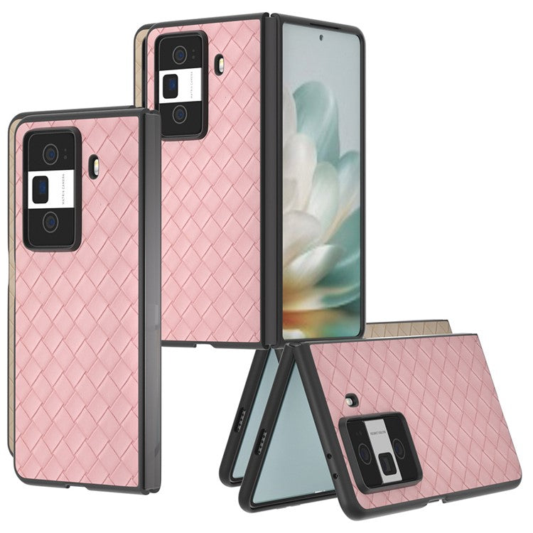 For Honor Magic Vs3 5G Case Woven Texture PU Leather Coated PC Mobile Phone Cover - Pink