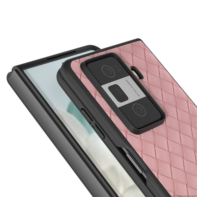 For Honor Magic Vs3 5G Case Woven Texture PU Leather Coated PC Mobile Phone Cover - Pink