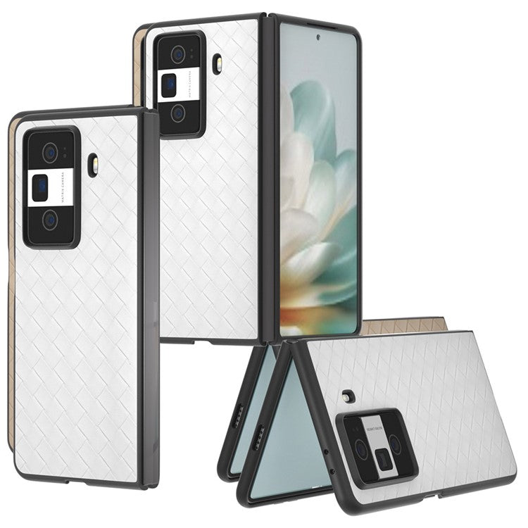 For Honor Magic Vs3 5G Case Woven Texture PU Leather Coated PC Mobile Phone Cover - White
